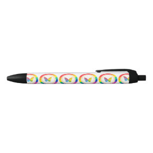 Regenbogen-Schmetterling-LGBTQ+-Pride-Button Kugelschreiber