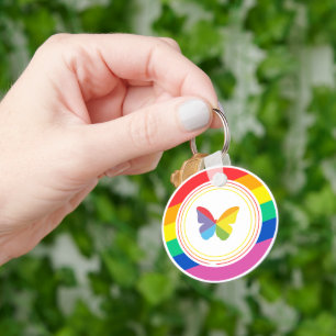 Regenbogen-Schmetterling-LGBTQ+-Pride-Button Schlüsselanhänger