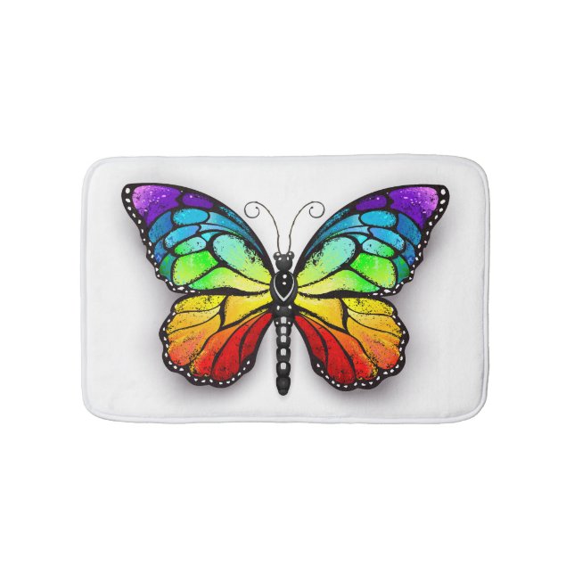 Regenbogen-Schmetterling Monarch Badematte (Vorderseite)