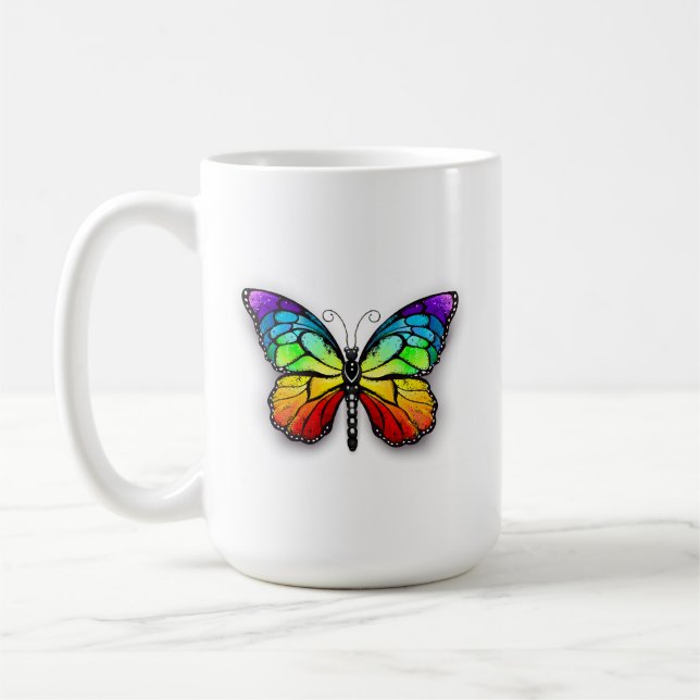 Regenbogen-Schmetterling Monarch Kaffeetasse (Links)