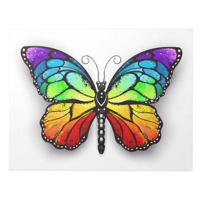 Regenbogen-Schmetterling Monarch Notizblock (Vorderseite)