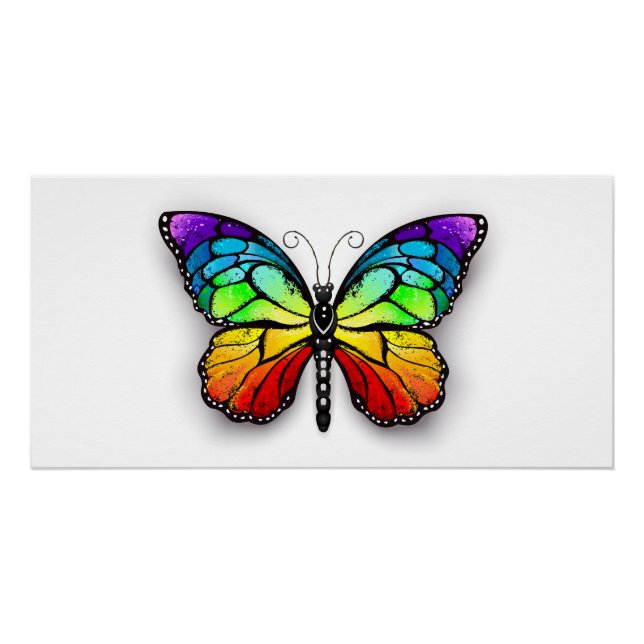 Regenbogen-Schmetterling Monarch Poster (Vorderseite)