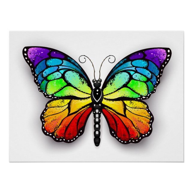 Regenbogen Schmetterling Monarch Poster (Vorderseite)