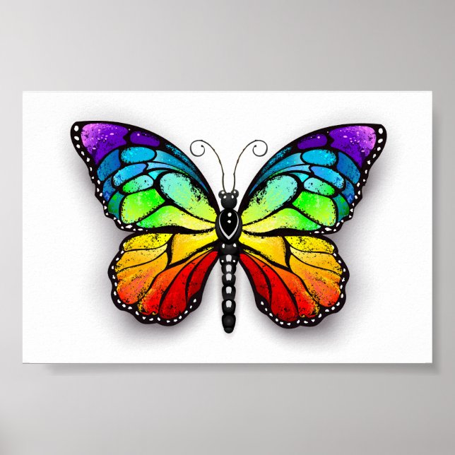 Regenbogen-Schmetterling Monarch Poster (Vorne)