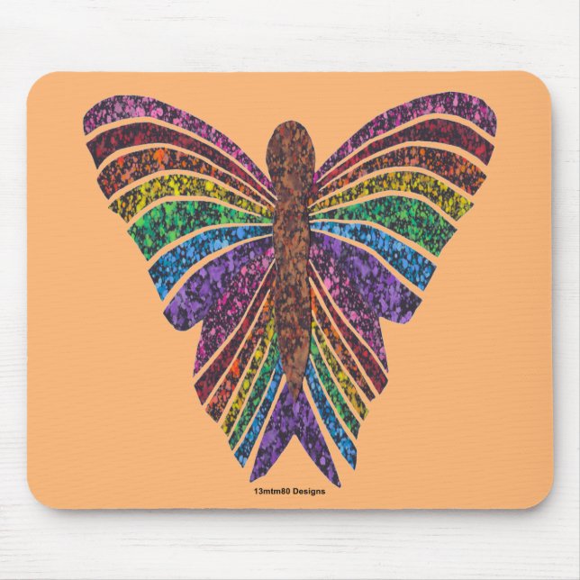 Regenbogen Schmetterling (orange) - Mauspad (Vorne)