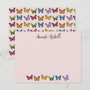 Regenbogen-Schmetterling Personalisierte Notizkart Mitteilungskarte
