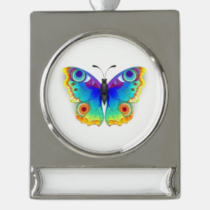 Regenbogen Schmetterling Pfauenauge Banner-Ornament Silber