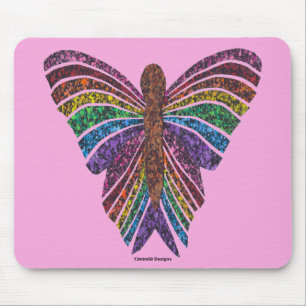 Regenbogen Schmetterling (rosa) - Mauspad