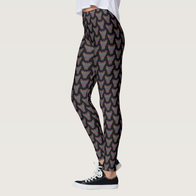 Regenbogen-Schmetterling (schwarz) - Leggings (Links)