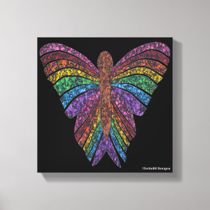 Regenbogen Schmetterling (schwarz) - Leinwanddruck