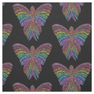 Regenbogen Schmetterling (schwarz) - Pima Baumwoll Stoff