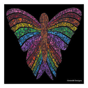 Regenbogen-Schmetterling (schwarz) - Poster Druck
