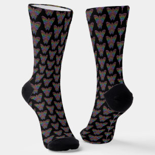 Regenbogen Schmetterling (schwarz) - Premium Socke
