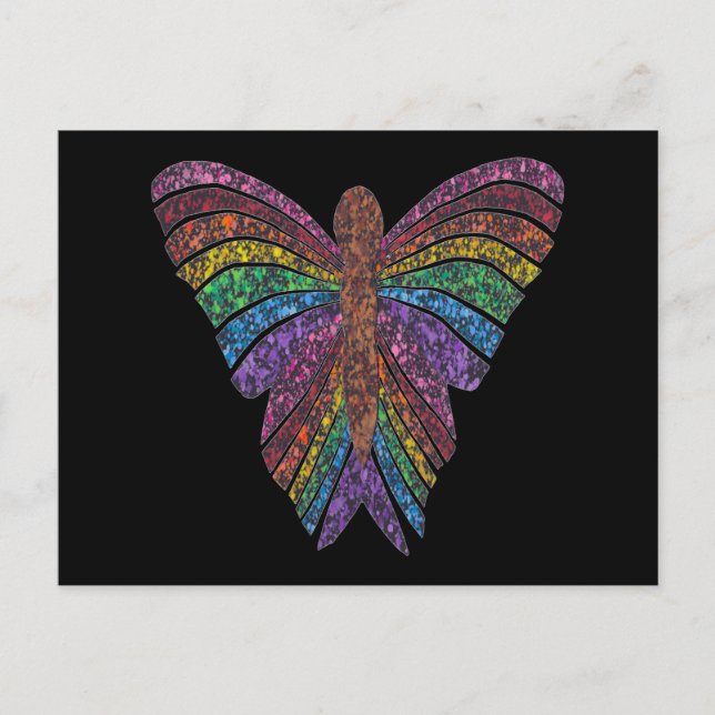 Regenbogen-Schmetterling (schwarzer Single) - Post Postkarte (Vorderseite)