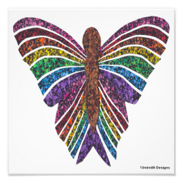 Regenbogen-Schmetterling (weiß) - Foto drucken