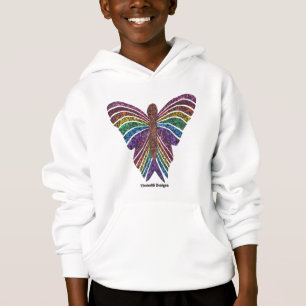 Regenbogen Schmetterling (weiß) - Jungen Kapuzenpu Hoodie