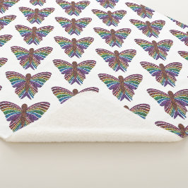 Regenbogen-Schmetterling (weiß) - Sherpa-Blanket Sherpadecke