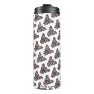 Regenbogen-Schmetterling (weiß) - Thermaltumbler Thermosbecher