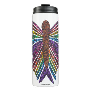 Regenbogen Schmetterling (weiß) - Thermotumbler Thermosbecher