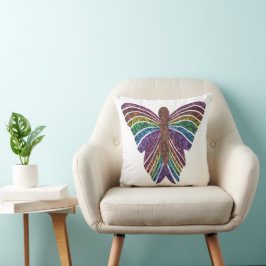 Regenbogen-Schmetterling (weißer Single) - Kissen