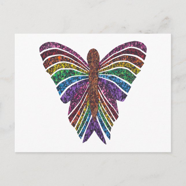 Regenbogen-Schmetterling (weißer Single) - Postkar Postkarte (Vorderseite)