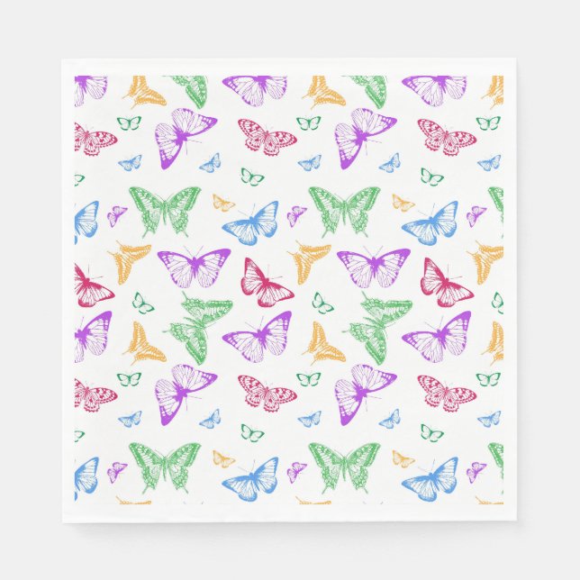Regenbogen Schmetterlinge Serviette (Vorderseite)