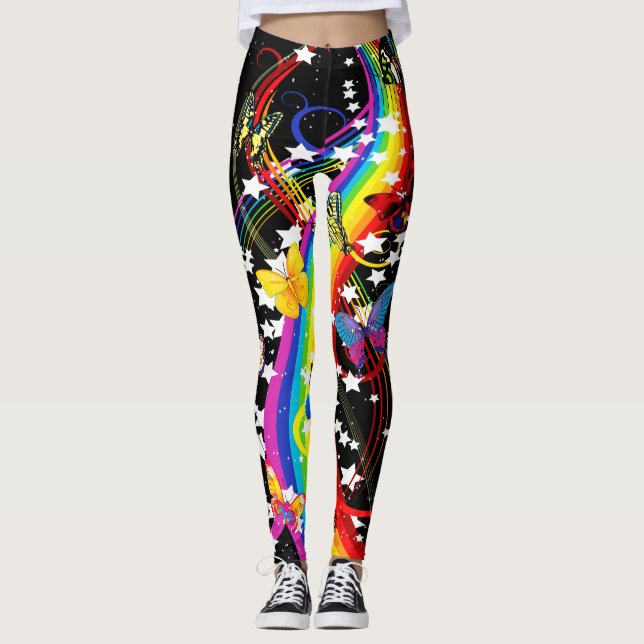 Regenbogen-Schmetterlings-Leggings Leggings (Vorderseite)
