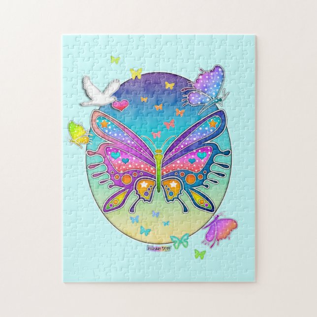 Regenbogen-Schmetterlings-Puzzlespiel (Vertikal)