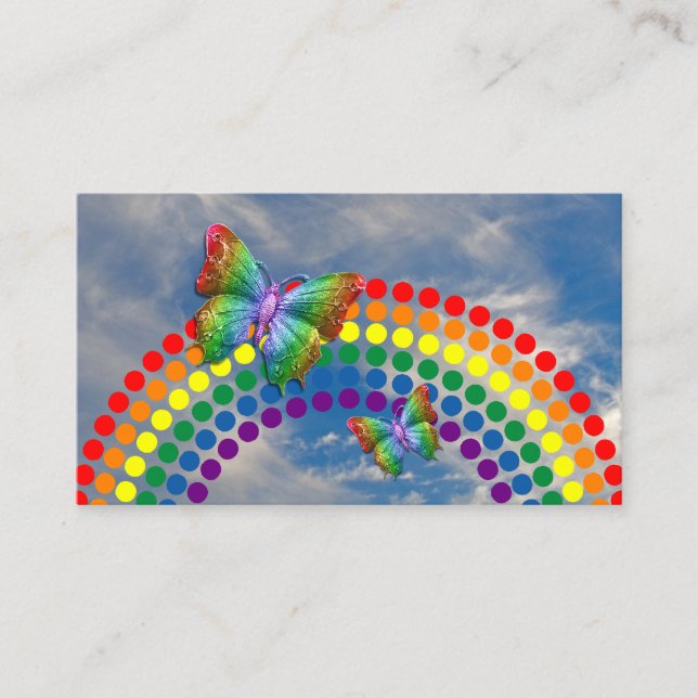 Regenbogen-Schmetterlings-Tupfen des Yoga-Lehrer-| Visitenkarte (Vorderseite)