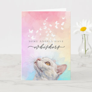 Regenbogen-Schneebart-Schmetterling Weiße Katze Ve Karte