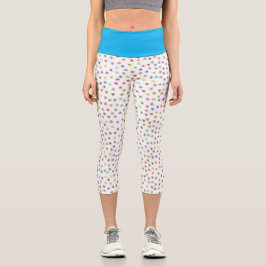 Regenbogen Schneeflocken Capri Leggings