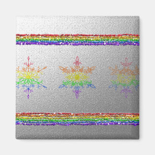 Regenbogen-Schneeflocken Magnet