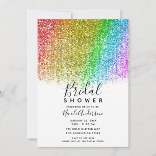 Regenbogen-Schneekegel-Glitter-Funken-Brautparty  Einladung