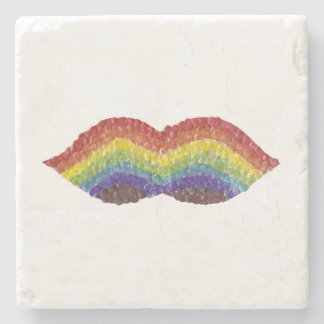 Regenbogen-Schnurrbart-Marmor-Untersetzer Steinuntersetzer