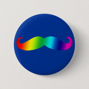 Regenbogen-Schnurrbart-T - Shirt Button