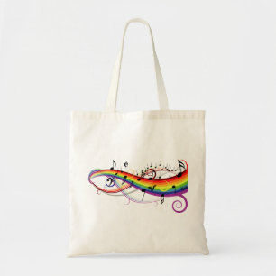 Regenbogen-schwarze musikalische Anmerkungen Tragetasche