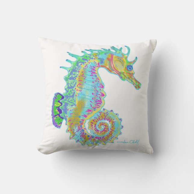 Regenbogen-Seepferd-Kissen Kissen Für Draußen (Vorderseite)