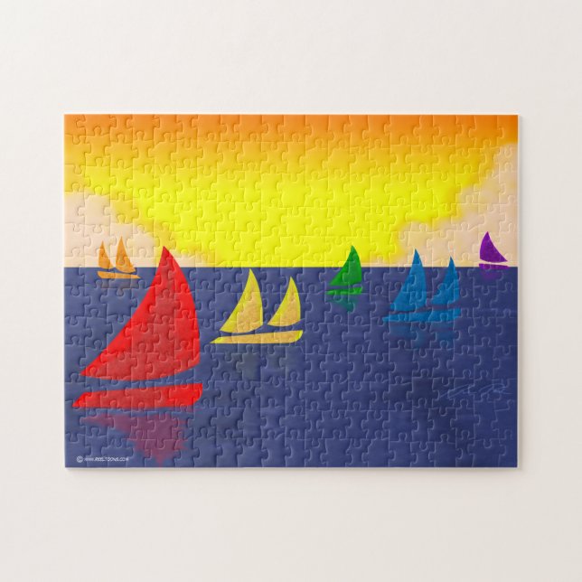 Regenbogen-Segelboot-Puzzlespiel (Horizontal)