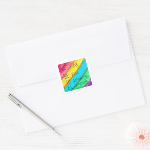 Regenbogen SEI nett SEI du selbst Inspirierender S Quadratischer Aufkleber