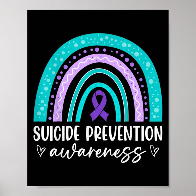 Regenbogen-Selbstmordpräventionsbewusstsein Türkis Poster (Vorne)