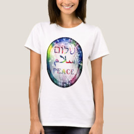 Regenbogen Shalom Salaam Frieden T-Shirt