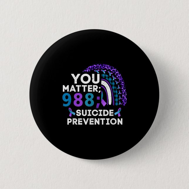 Regenbogen Sie 988 Suizidpräventionsbewusstsein Ri Button (Vorderseite)