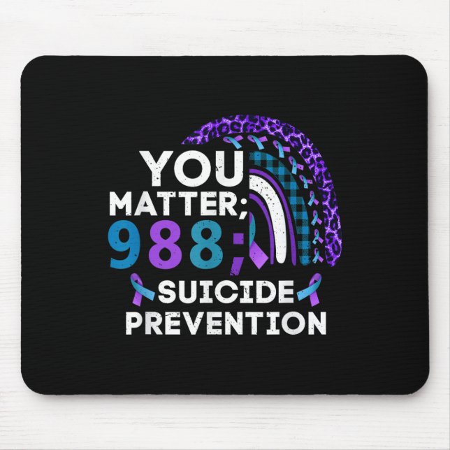 Regenbogen Sie 988 Suizidpräventionsbewusstsein Ri Mousepad (Vorne)