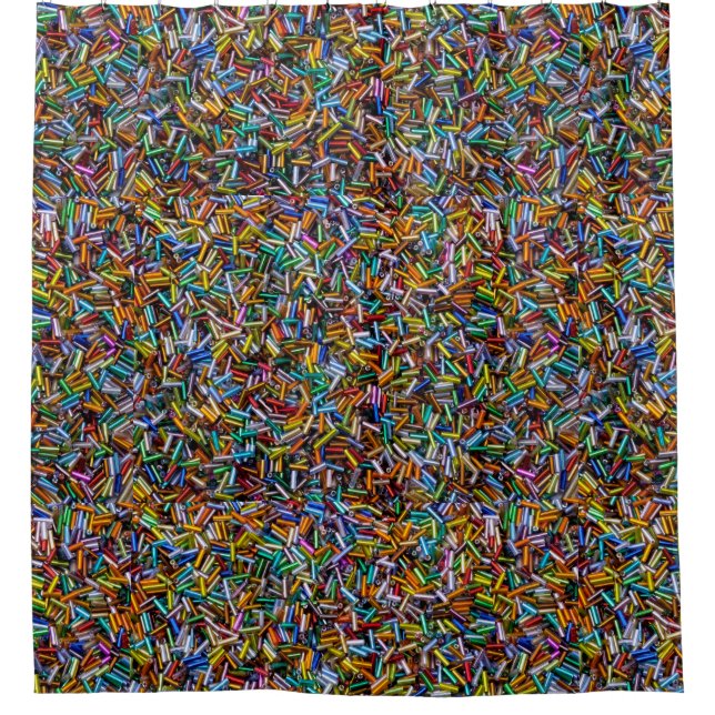 Regenbogen-Signalhorn-Perlen Duschvorhang (Vorderseite)