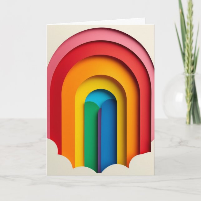 Regenbogen Silhouette Papier Collage Karte (Vorderseite)
