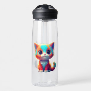 Regenbogen-Sitz-Kätzchen-Cartoon-Art-68677 Trinkflasche