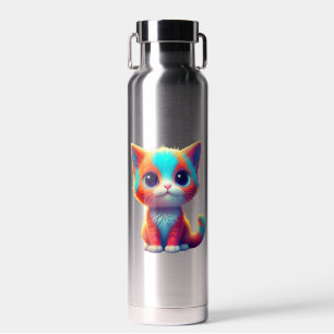Regenbogen-Sitzendes-Kätzchen-Cartoon-Art-68677 Trinkflasche