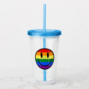 Regenbogen-Smiley Acryltrinkbecher