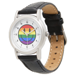 Regenbogen-Smiley Armbanduhr
