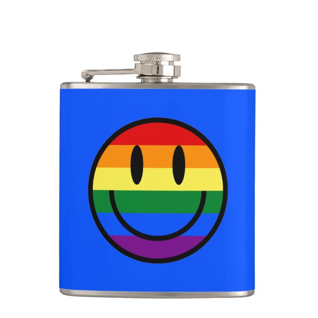 Regenbogen-Smiley Flachmann (Vorderseite)